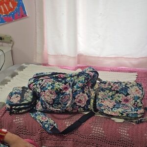 Vera Bradley Navy Floral Quilted Crossbody and Pouches